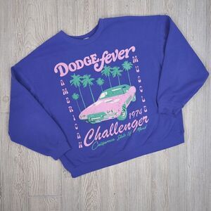 VTG Y2K Dodge Blue Pullover Crewneck Sweater American Muscle Cars Challenger L